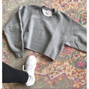 Cropped Grey Sweater, Long Sleeve Crop Top